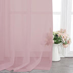 Chyhomenyc Blush Pink Sheer Curtains 120 Inches Long - Light Filtering Voile Extra Long Panel Drapes for Floor to Ceiling Window, Elegant Soft Living Room Curtains, Each 42Wx120L Inch, 10FT, 2 Panels