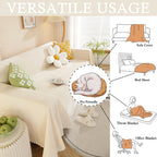 HANDONTIME Beige Couch Covers for 3 Cushion Couch Sofa Cute Sofa Covers with White Daisy Lace Pet Couch Protector Thick Chenille Couch Cover for Dogs Sectional Sofa L Shape Futon, 71" X150"