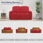 PureFit Super Stretch Loveseat Recliner Sofa Couch Cover with Pocket – 2 Seats Non Slip Soft Sofa Slipcover, Washable Reclining Furniture Protector for Kids, Pets (Recliner Loveseat, Red)