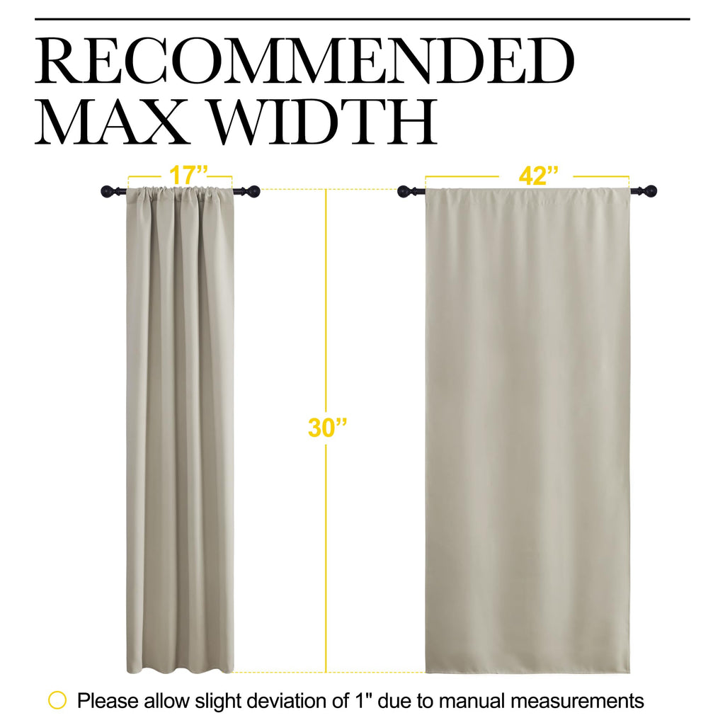 NICETOWN 2 Panels Blackout Curtains, Rod Pocket Thermal Insulated Drapes for Kitchen, Heavy Duty Small Window Treatment for Dorm Room, Studio Apartment, Basement (Natural, W42 x L30)