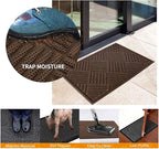 Mibao Front Door Mat, Dirt Trapper Welcome Mat for Outdoor Indoor, Non-Slip Waterproof Doormat, Durable Machine Washable Low Profile Entry Rug for Back Door Outside Patio, 61.5" x 36", Coffee Grid