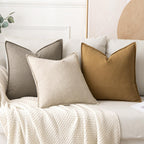 MIULEE Decorative Linen Pillow Covers 18x18 Inch Tan Taupe