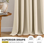 MIULEE Cream Beige Blackout Curtains for Bedroom Living Room 84 Inches Long 2 Panels, Thermal Insulated Room Darkening Drapes Solid Grommet Noise Reduction Light Blocking Window Treatments 50x84 Inch