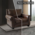 ANARACHON Leather Look Couch Cushion Covers Sofa Seat Slipcovers Sets Couches Furniture Protector for Sectional Armchair Loveseat Pets Kids Stretch Spandex Fabric (1 Cushion Armchair, Brown)