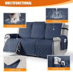 VANSOFY Waterproof Recliner Couch Covers, Sofa Covers 1-Piece Washable Reclining Sofa Cover Non-Slip Furniture Protector with Elastic Straps Pocket for Dogs, Pets(Navy Blue,3 Seater)