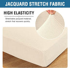 H.VERSAILTEX Super Stretch Individual Seat Cushion Covers Sofa Covers Couch Slipcover Sets Thick Jacquard Textured Twill Fabric (3 Piece Sofa Cushion Covers, Cream)
