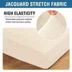 H.VERSAILTEX Super Stretch Individual Seat Cushion Covers Sofa Covers Couch Covers Slipcover Sets Thick Jacquard Textured Twill Fabric (2 Piece Large Sofa Cushion Covers, Cream)
