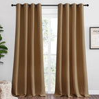 NICETOWN Sleek Blackout Curtains 90 inches Length for Windows, Noise Reducing and Block Draft Panels for Door Doorway Laundry Office Luxury Decor Theme (2 Panels, Gold Brown, W55 x L90 -Inch)