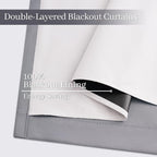 Yakamok Grey 100% Blackout Curtains 38x63 inch Long Gray Drapes-Bedroom
