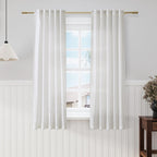 Off White Linen Curtains 63 inches Long for Bedroom Back Tab Sheer White Curtains Narrow Mini Skinny Door Decor Cotton Textured Gauze Curtain for Bathroom Kitchen 2 Panel Set 38x63