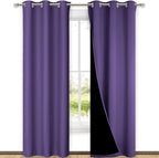 NICETOWN Blackout Curtains 80 inches Long, Full Light Blocking Drapes with Black Liner for Nursery, Thermal Insulated Draperies for Hall, Villa (Lilac Purple, 2 Pieces, 42" Wide Each Panel)