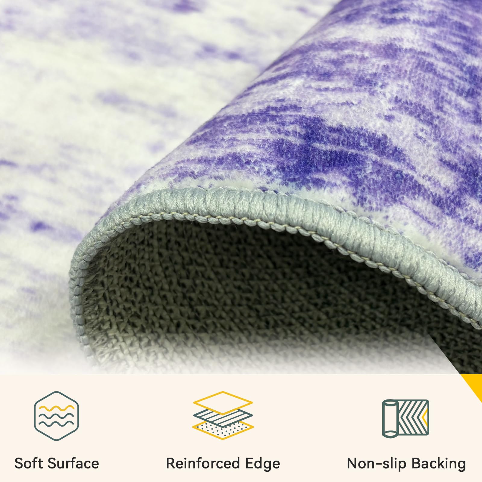 RELEANY Washable 2'x3' Abstract Area Rug for Living Room Purple