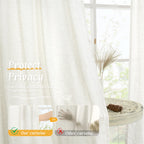 LAMIT Light Filtering Linen Curtains 54 Inches Long for Bedroom, Natural Ivory Soft Faux Linen Textured Panels Rod Pocket Neutral Drapes for Window/Loft Room, 42 x 54 Inch, 2 Panels