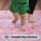 Soft Runner Rugs for Bedroom Hallways, 2x6 Abstract Pink Fluffy Shag Throw Area Rug Non Slip for Bedside Dorm, Long Shaggy Furry Carpet for Nursery Living Room