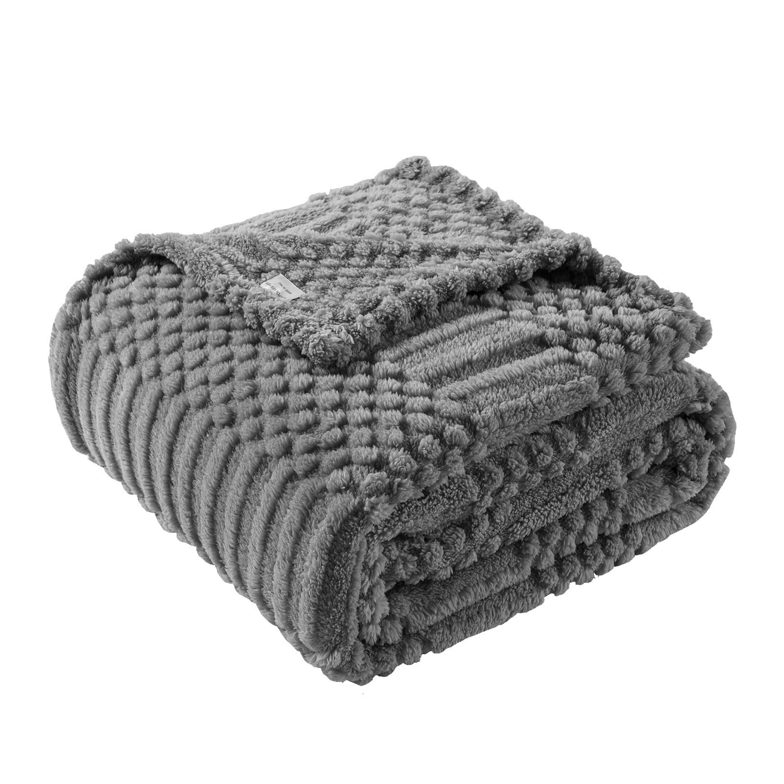 Grey Throw Blanket - Soft & Fluffy Fleece, Cute & Aesthetic, Perfect for Sofa, Couch, Chair, Bed, Living Room & Bedroom, All-Season Use, Plush & Cozy Decorative Blanket 50x60