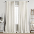 Nanspring Cream Linen Curtains 84 Inch Length 2 Panels Set for Living Room Back Tab Light Filtering Semi Sheer Curtain for Bedroom Farmhouse Drapes, 60x84 Inch, 2 Panels