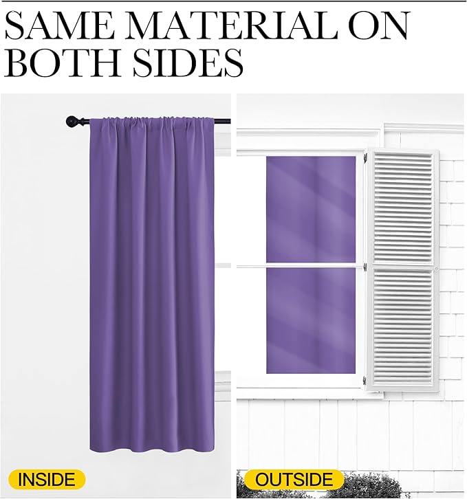 NICETOWN Blackout Curtains for Living Room, Lilac Purple, 2 Panels, 42 by 63, Darkening Window Curtain Panels, Easy-Care Solid Thermal Insulated Draperies/Drapes for Daughter Room