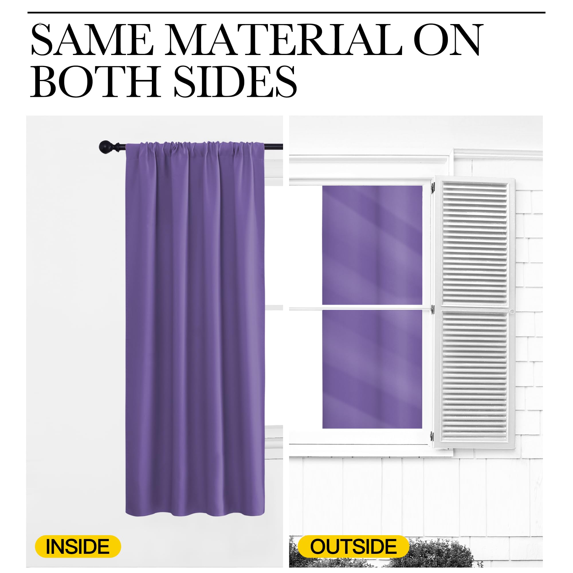 NICETOWN Blackout Curtains for Bedroom, Blackout Curtain Panels, Lilac Purple, 1 Pair, 62 by 63-inch, Window Treatment Energy Saving Thermal Insulated Solid Rod Pocket Blackout Drapes/Draperies