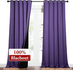 NICETOWN Total Shade Curtains and Draperies, Heavy-Duty Full Light Shading Drapes with Black Liner Backing for Villa/Hall/Dorm Window（Lilac Purple, Package of 2 Panels, 62 inches Wide x 95 inches Long