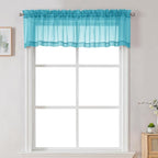 Chyhomenyc Sheer Valances for Windows 2 Pack, Small Window Curtains for Living Room Bathroom Cafe Laundry Basement, Modern Top Dual Rod Pocket Voile Curtain, 42W x 18L inches, Turquoise