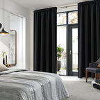 DWCN Black Blackout Curtains for Bedroom, 60 x 84 inches Long - Room Darkening Thermal Insulated Large Drapes, Set of 2 Rod Pocket Curtain Panels