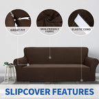 ZNSAYOTX 1 Piece Jacquard Chair Slipcovers for Living Room High Stretch Chair Covers with Arms Anti Slip Pets Friendly Couch Sofa Armchair Cover Furniture Protector (Chair, Dark Coffee)