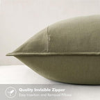 MIULEE Decorative Linen Pillow Covers 18x18 Inch Light Olive Green Boho Farmhouse Neutral Couch Throw Pillows for Bed Pack of 2 Accent Modern Pillowcase Summer Sofa Livingroom Home Decor