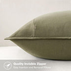 MIULEE Decorative Linen Pillow Covers 18x18 Inch Light Olive Green