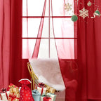 SpaceDresser Sheer Voile Window Treatment Rod Pocket Curtain Panels for Kitchen Bedroom Living Room Drapes Sunlight Filtering Privacy Semi Home Decor Assorted Colors Sizes (Christmas Red, 52 W x 90 L)