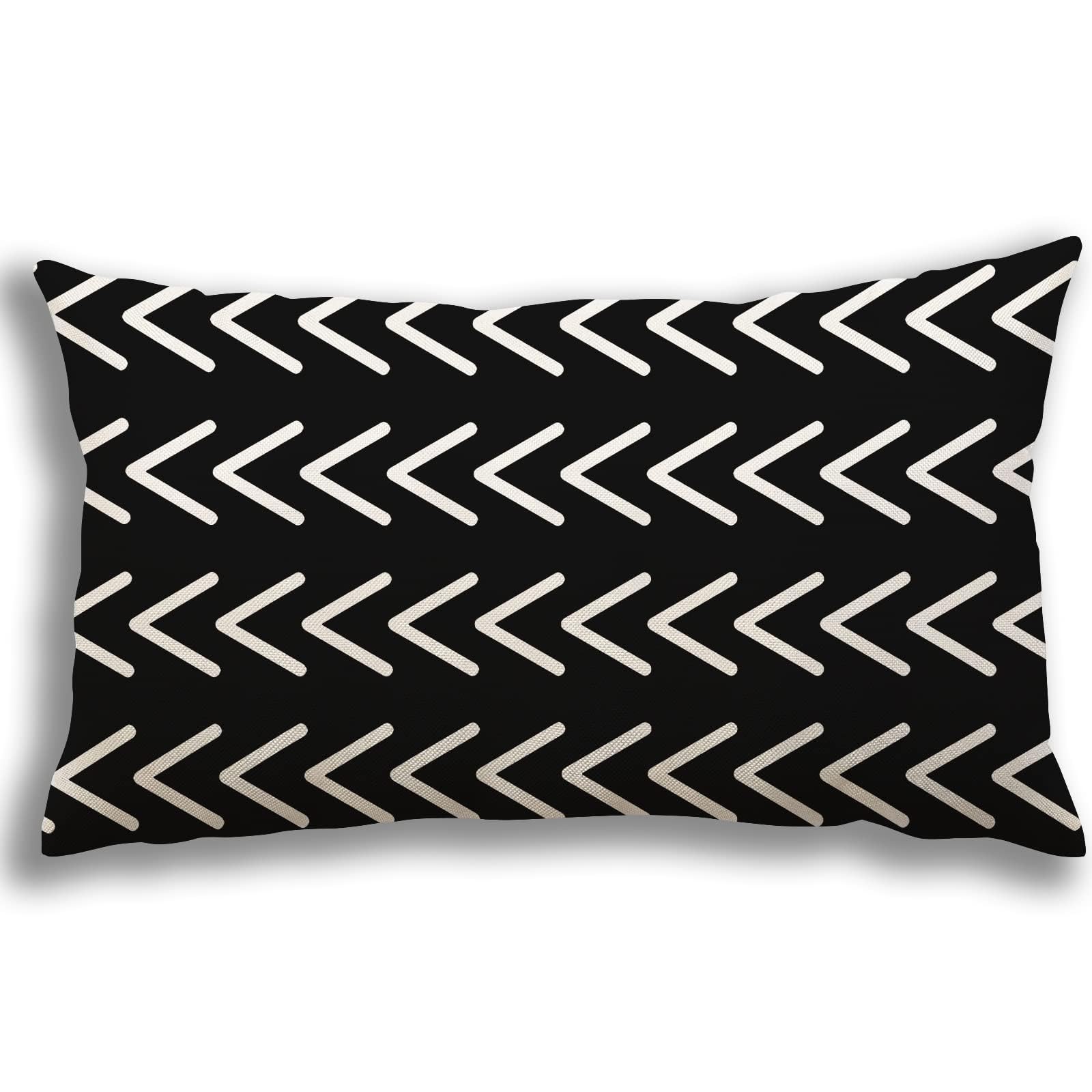 YCOLL Lumbar Pillow Covers 12x20 Set of 4, Modern Sofa Throw Pillow Cover, Decorative Outdoor Linen Fabric Pillow Case for Couch Bed Car, Black