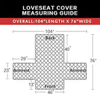 Easy-Going Reversible Loveseat Couch Cover for 2 Cushion Couch Sofa Cover for Dogs Water Resistant Furniture Protector with Foam Sticks Elastic Straps for Pet (Loveseat, Black/Black)