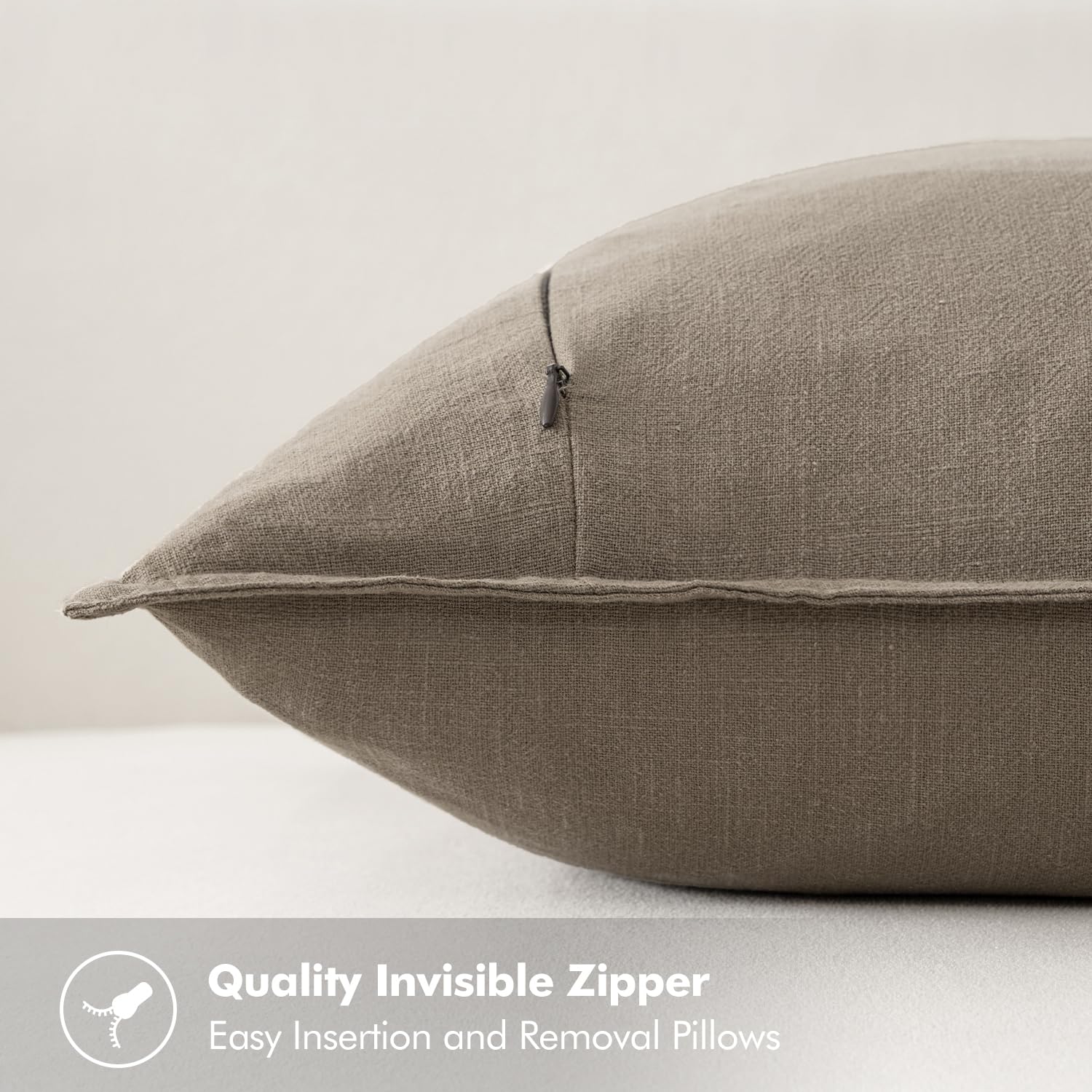 MIULEE Decorative Linen Pillow Covers 18x18 Inch Tan Taupe