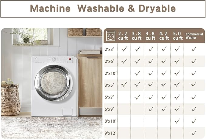 Beige Grey Washable Rugs 6x9 Area Rugs for Living Room,Bedroom,Dining Room