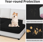 Easy-Going Stretch 3 Pieces Couch Cushion Covers for Sectional Sofa Left/Right L Shape Chaise Lounge Sofa Seat slipcover Anti-Slip Sofa Cover Soft (2 Seater + 1 Chaise, Black)