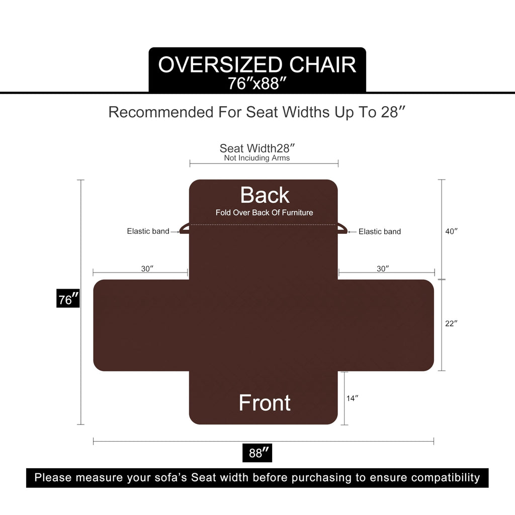 U-NICE HOME Reversible Oversized 28''Chair Covers, Khaki/Light Grey
