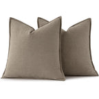 MIULEE Decorative Linen Pillow Covers 18x18 Inch Tan Taupe