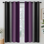 Yakamok Blackout Ombre Purple and Black Curtains for Bedroom, Gradient Room Darkening Curtains, Grommet Thermal Insulated Light Blocking Window Drapes/Curtain for Living Room,52 x 63 Inch,2 Panels