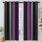 Yakamok Blackout Ombre Purple and Black Curtains for Bedroom, Gradient Room Darkening Curtains, Grommet Thermal Insulated Light Blocking Window Drapes/Curtain for Living Room,52 x 63 Inch,2 Panels