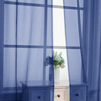 OVZME Royal Blue Sheer Curtains 63 Inches Long 2 Panels - Soft Light Filtering Window Sheer Panels for Living Room/Bedroom, Top Dual Rod Pocket, 1 Pair, Each 42Wx63L Inches