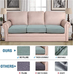 H.VERSAILTEX Super Stretch Couch Cushion Covers Sofa Cushion Slipcovers Jacquard Fabric Individual Seat Couch Slipcover Sets for Pets with Elastic Bottom(3 Packs Cushion Sofa Covers, Sage)