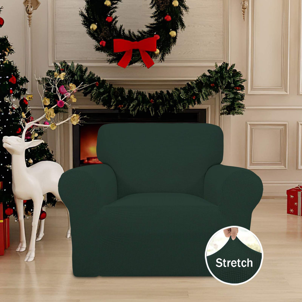Easy-Going Stretch Chair Slipcover with Arm Washable Dark Green
