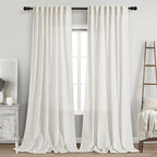 Beige White Linen Curtains 108 Inches Long for Living Room Bedroom 2 Panels Set Extra Long Back Tab Curtain Light Filtering Semi Sheer Drapes Floor to Ceiling Curtains for Large Windows 52x108