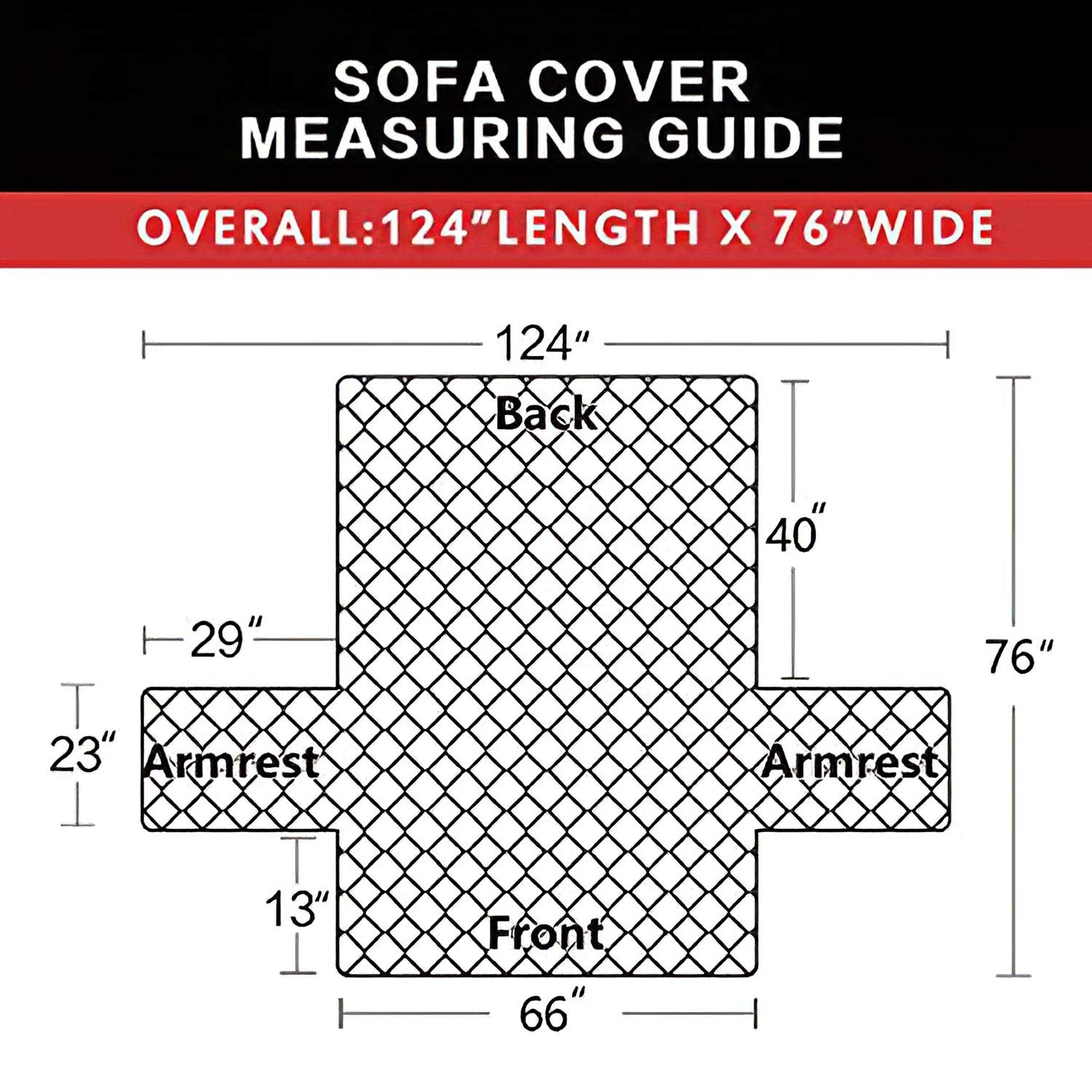 Easy-Going Reversible Couch Cover, 3 Cushion Sofa, Large, Black/Black