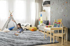 TWINNIS Super Soft Shaggy Rugs Fluffy Carpets, 6x9 Feet, Indoor Modern Plush Area Rugs for Living, Bed Room Kids Room Nursery Home Decor, Upgrade Anti-Skid Rectangular Fuzzy Rug, Grey Black