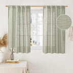 LAMIT 45 Inch Length Linen Curtains for Small Window Bedroom, 34 x 45 Inch