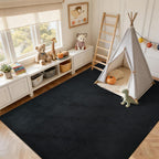 5x7 Pure Black Area Rug Non-Slip Washable Soft Thin for Living Room Bedroom