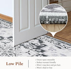 Rugflix 6x9 Area Rug for Living Room, Machine Washable Area Rugs with Non-Slip Backing, Large Soft Boho Vintage Rug for Bedroom, Dining Room, Low Pile Carpet, Kids Pet Friendly, Grey
