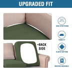 H.VERSAILTEX Super Stretch Individual Seat Cushion Covers - Sofa & Couch Cushion Slipcover Sets - Thick Jacquard Textured Twill Fabric (3 Piece XL Sofa Cushion Covers, Bronze Green)