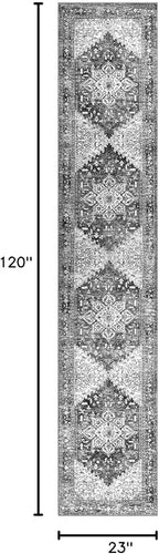 Yamaziot Washable Runner Rug, 2x10 Non-Slip Boho Vintage Hallway Rug Runner with Rubber Backing, Stain Resistant & Distressed Carpet Runner for Bedroom, Kitchen, Laundry, Entrance
