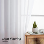 Aiyufeng Long Sheer White Curtains - Transparent Light Weight Soft Window Treatment Curtain Panels with Rod Pocket Top for Patio Door/Living Room (W42 x L90, 2 Panels)